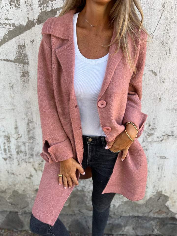 Baylea - Cappotto casual con revers e chiusura monopetto la bottoni
