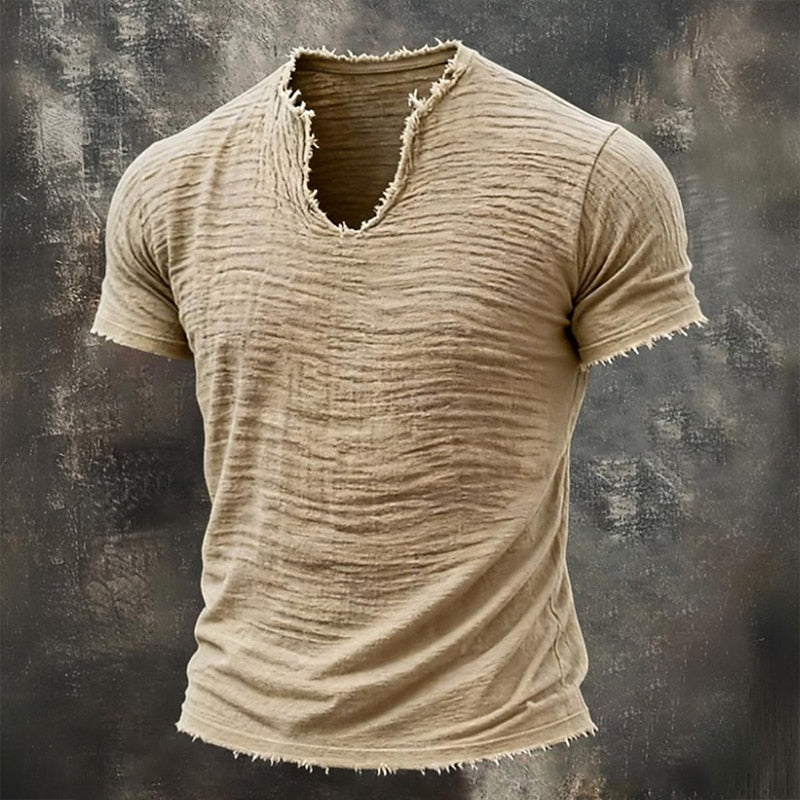 Jairo - Maglietta Vintage a Collo a V per Uomo