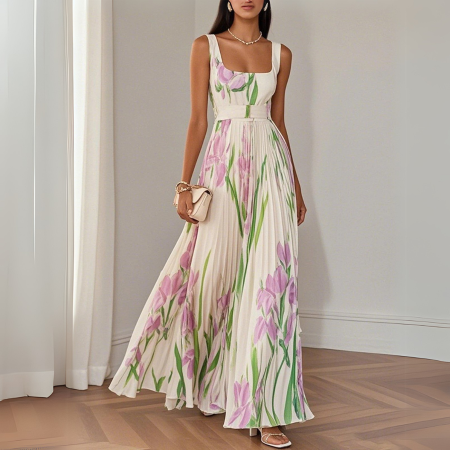 Nina - Abito lungo da donna plissettato floreale