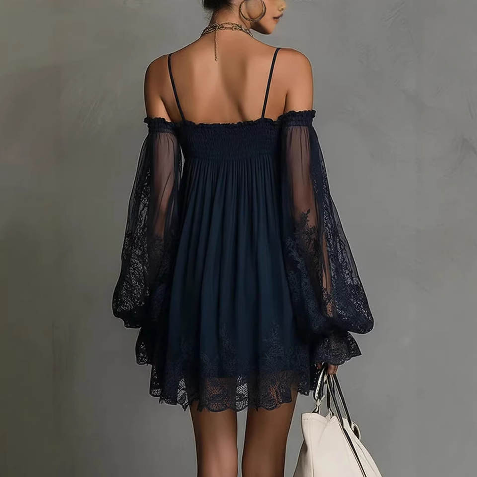 DINA – Abito Mini con Spalle Scoperte in Pizzo da donna