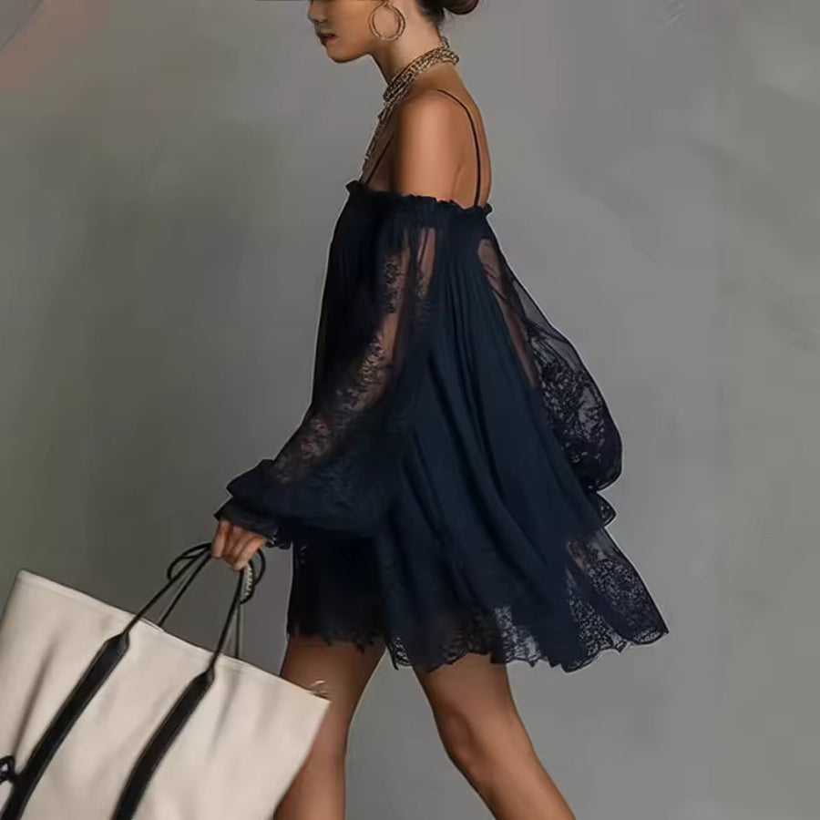 DINA – Abito Mini con Spalle Scoperte in Pizzo da donna