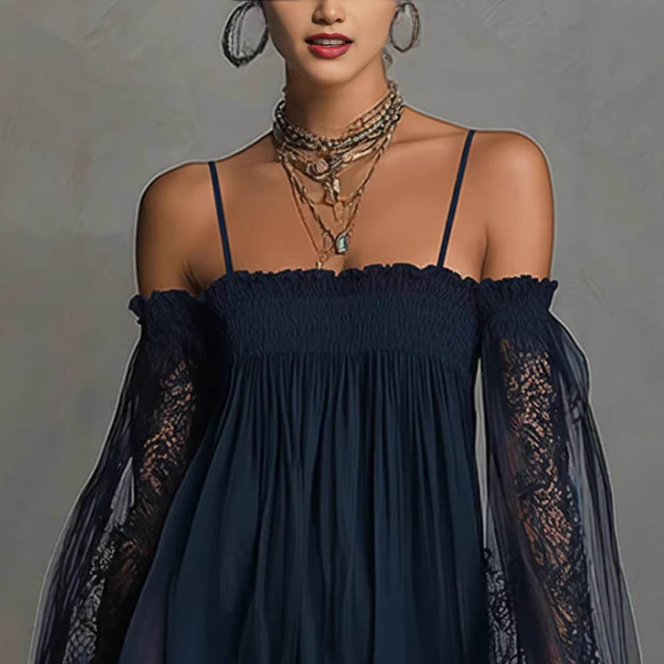 DINA – Abito Mini con Spalle Scoperte in Pizzo da donna