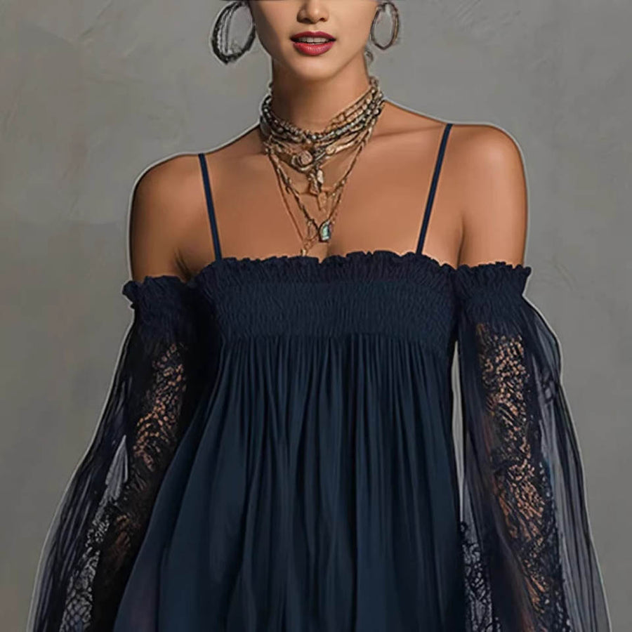 DINA – Abito Mini con Spalle Scoperte in Pizzo da donna