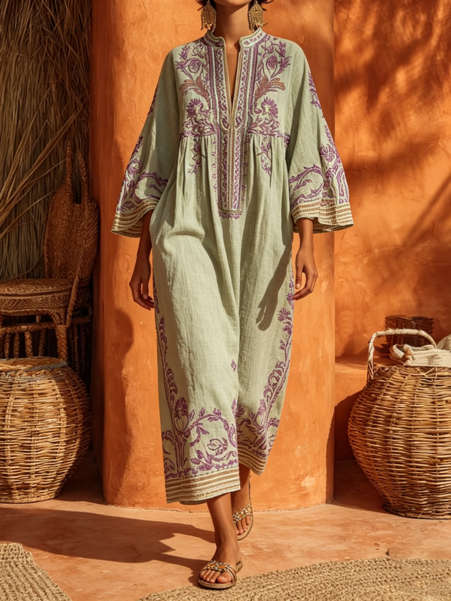 Celestina | Abito boho ricamato con un tocco mediterraneo per donna