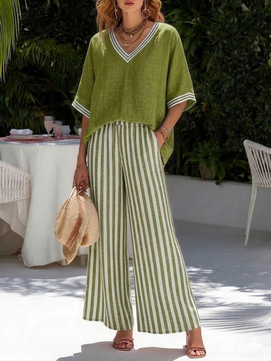 Elvara | Set in Lino Luxe a Righe da Donna
