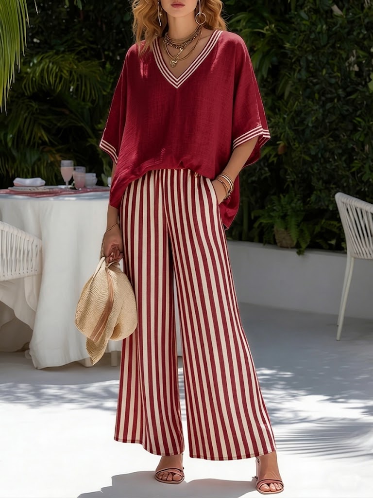 Elvara | Set in Lino Luxe a Righe da Donna