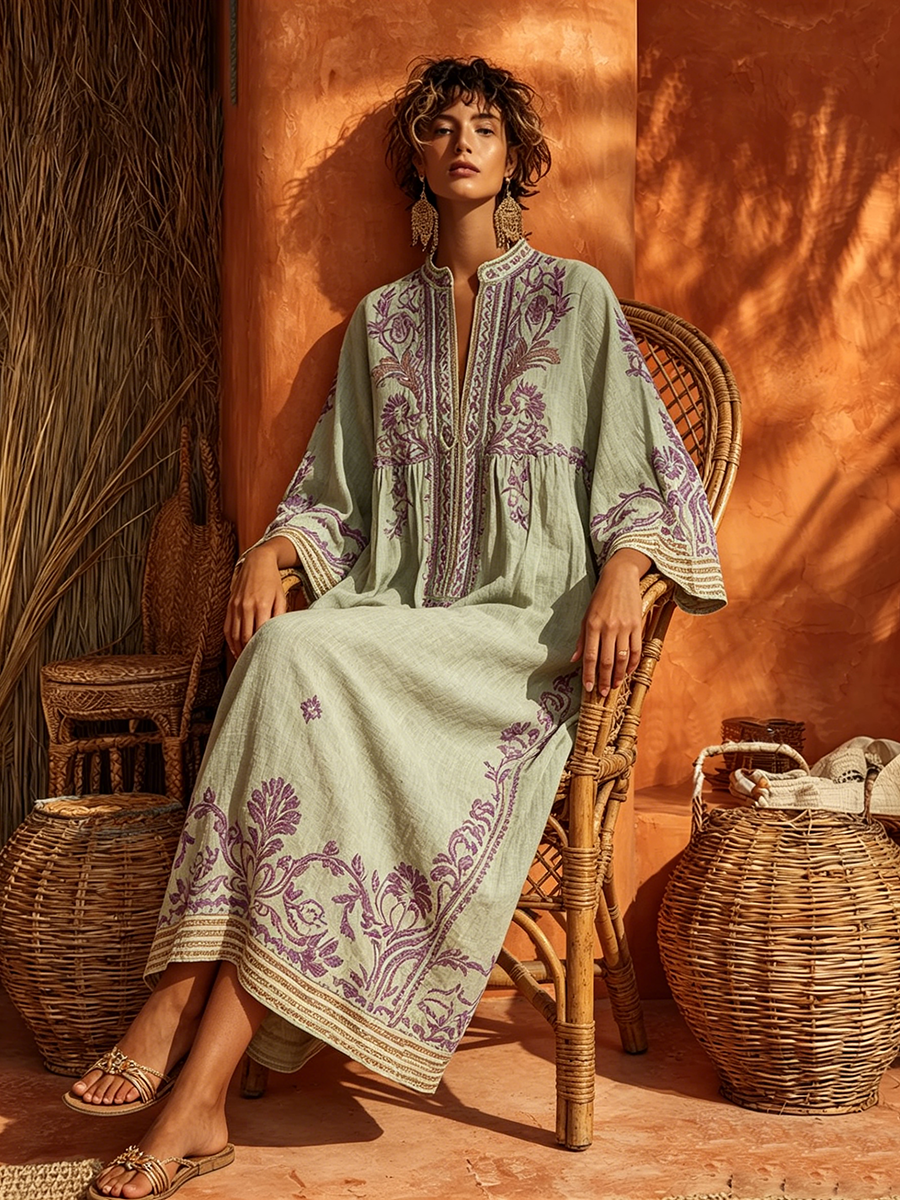 Celestina | Abito boho ricamato con un tocco mediterraneo per donna
