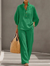 Mariel | Set con Maniche a Pipistrello e Pantaloni Larghi da Donna