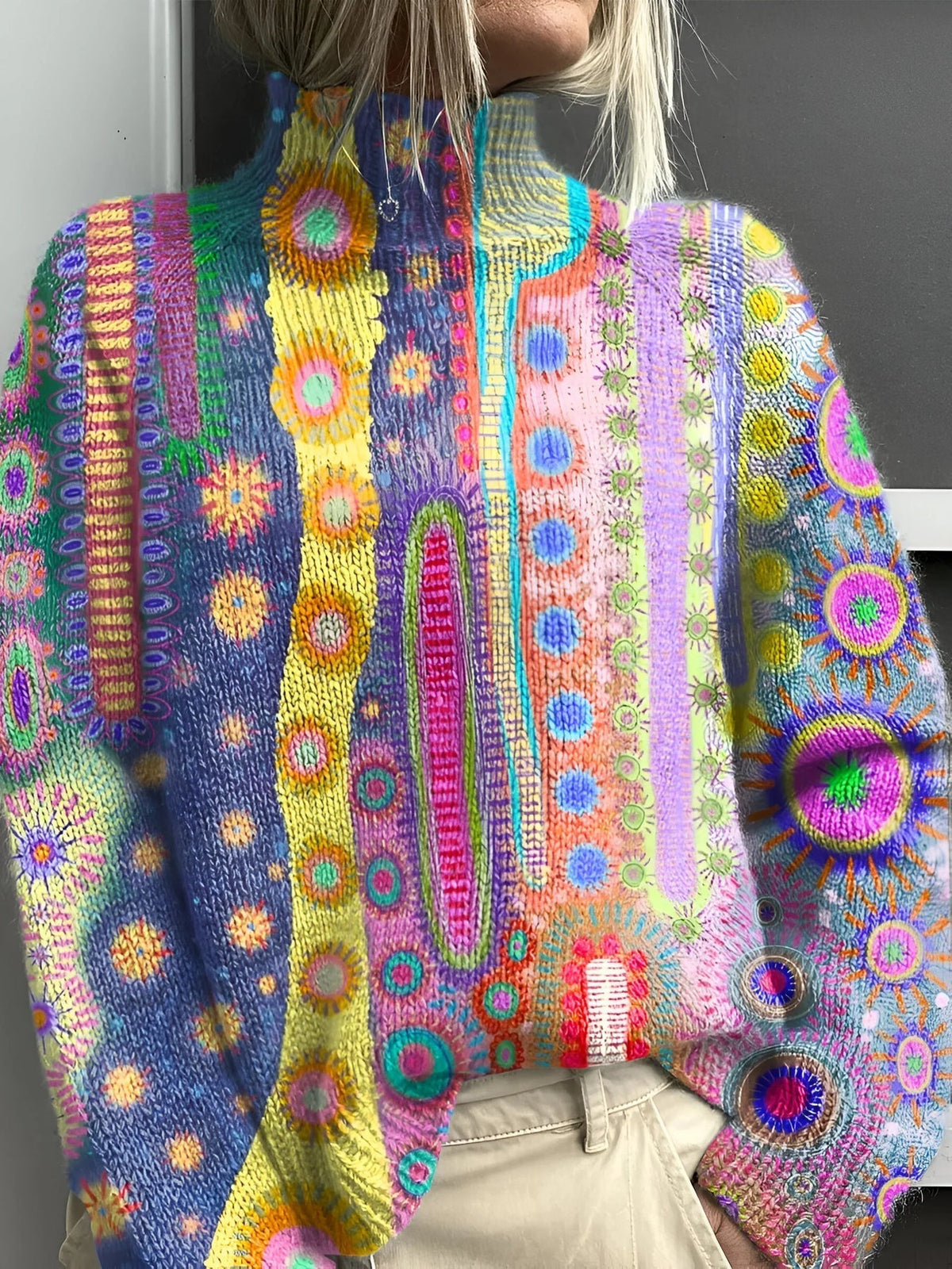 Daphne | Maglione Colorato con Collo Alto da Donna