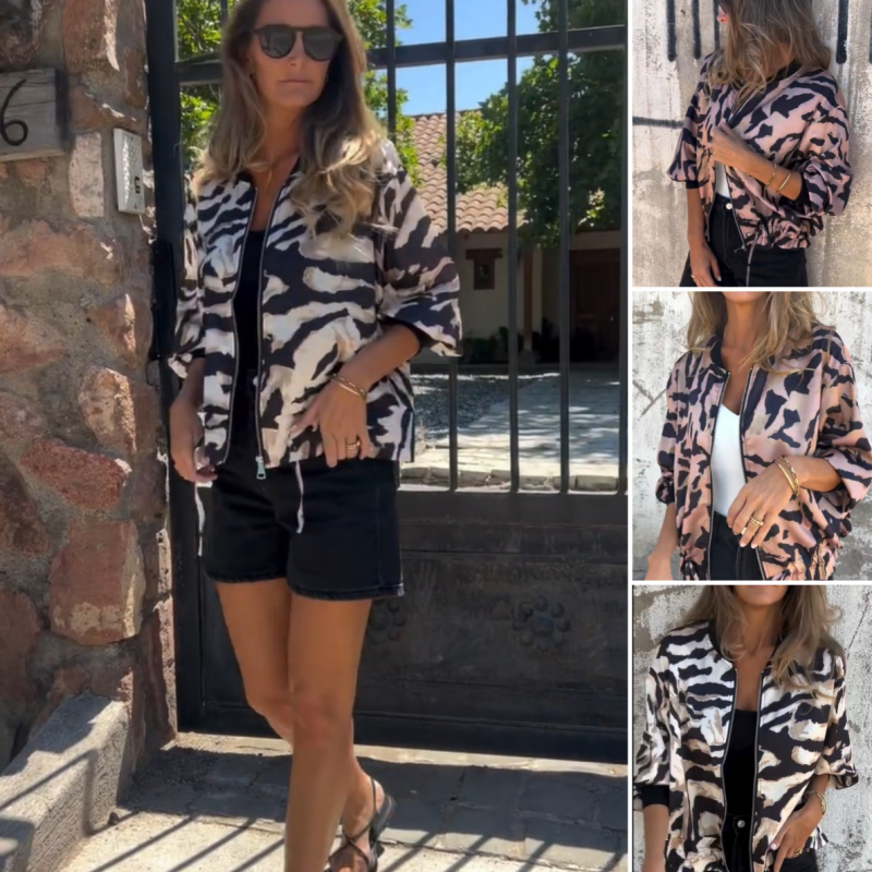 Zaira™ | Giacca Primaverile con Zip Zebra da Donna