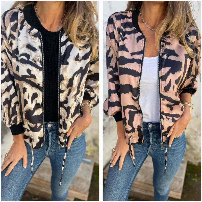 Zaira™ | Giacca Primaverile con Zip Zebra da Donna