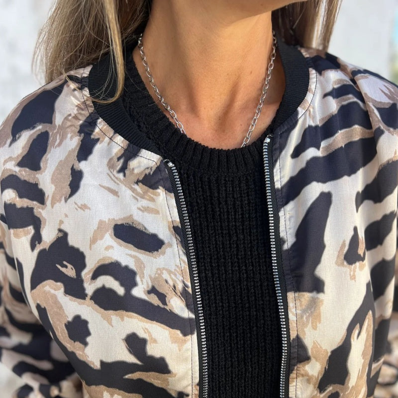 Zaira™ | Giacca Primaverile con Zip Zebra da Donna