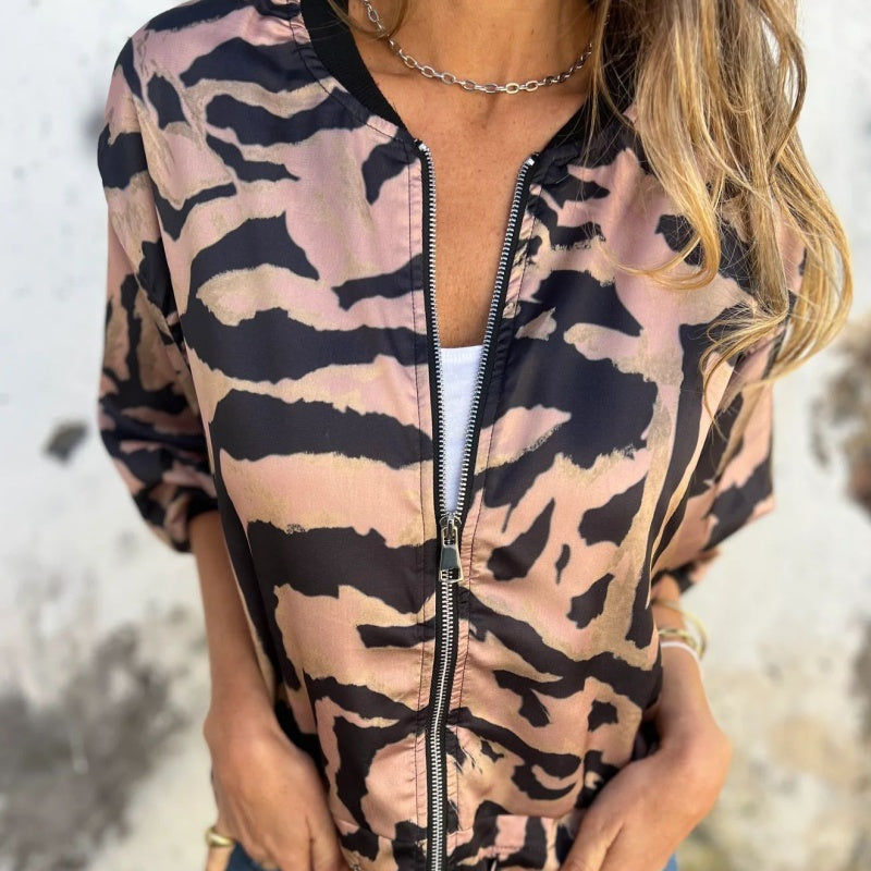 Zaira™ | Giacca Primaverile con Zip Zebra da Donna