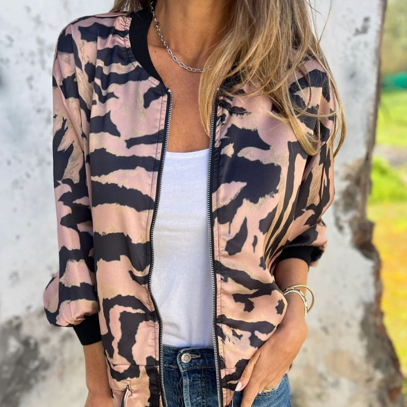 Zaira™ | Giacca Primaverile con Zip Zebra da Donna