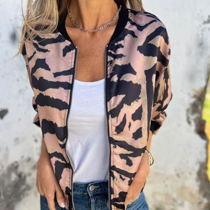 Zaira™ | Giacca Primaverile con Zip Zebra da Donna