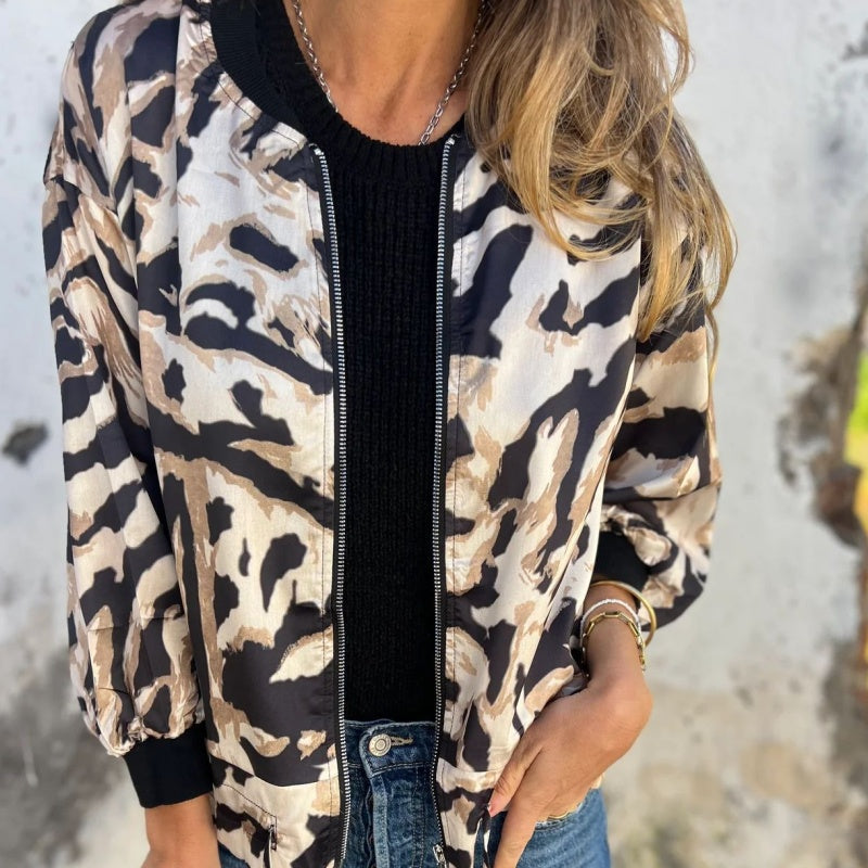 Zaira™ | Giacca Primaverile con Zip Zebra da Donna