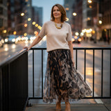 Leo | Set Due Pezzi da Donna con Pullover e Gonna Fluida con Motivo Leopardato