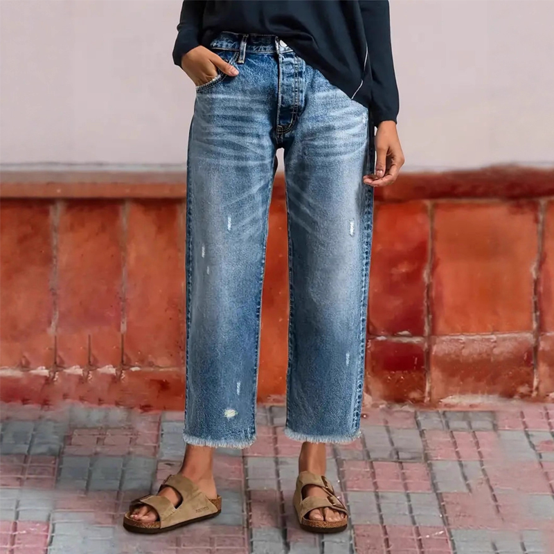 Dina - Jeans dritti corti rétro da donna