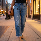 Dina - Jeans dritti corti rétro da donna