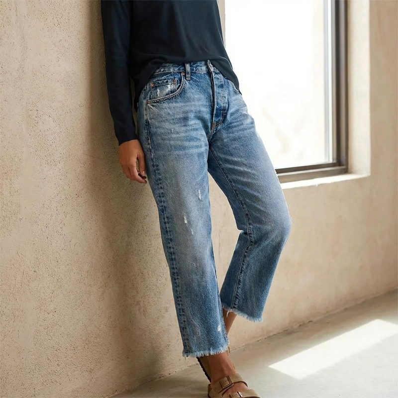Dina - Jeans dritti corti rétro da donna