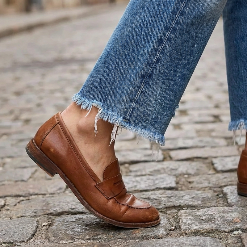 Dina - Jeans dritti corti rétro da donna