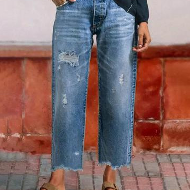 Dina - Jeans dritti corti rétro da donna