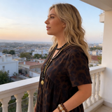 Lucie – Abito lungo con scollo a V e stampa leopardata da donna