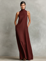 Caterina | Vestito lungo nero minimalista per Donna
