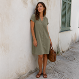 Tess | Vestito camicia in lino elegante e confortevole per Donna