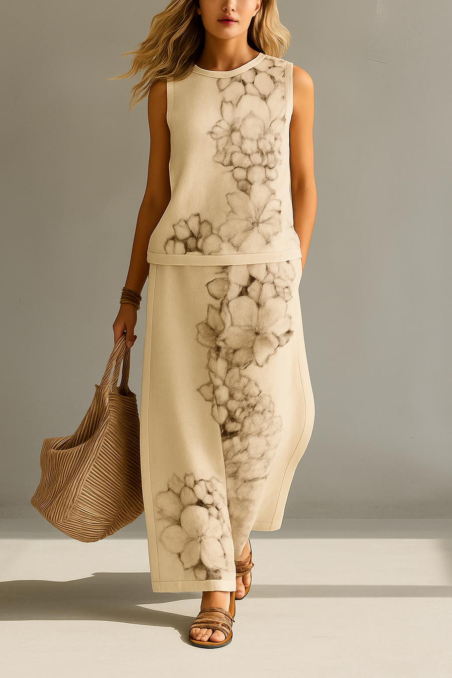 Rachele - Completo elegante moderno con stampa floreale per Donna