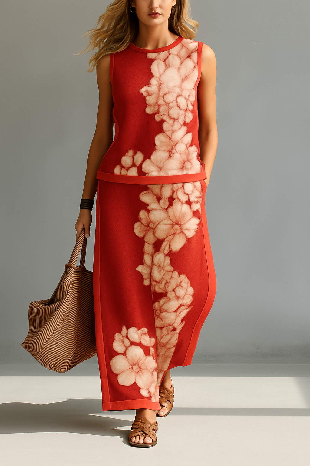 Rachele - Completo elegante moderno con stampa floreale per Donna