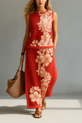 Rachele - Completo elegante moderno con stampa floreale per Donna