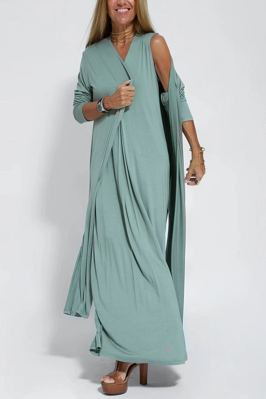 Ava™ | Abito lungo elegante + cardigan