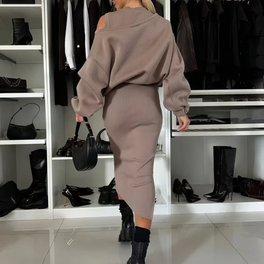 Set due pezzi di moletom senza maniche abito da donna
